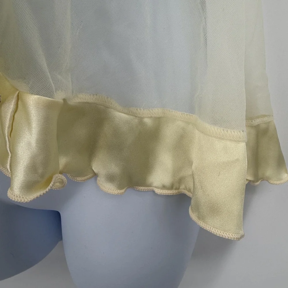 Vintage Inner‎ Most Babydoll Tank Top Size XS Chemise Sheer Ruffle Lingerie
